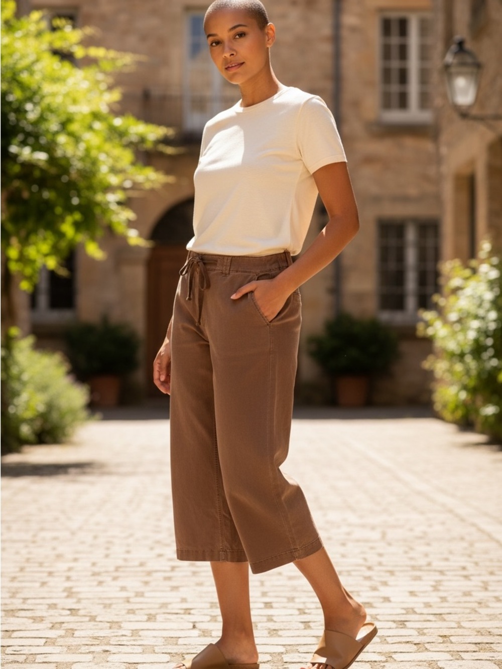 J.JILL TIE FRONT WIDE LEG CROP PANTS SZ 12